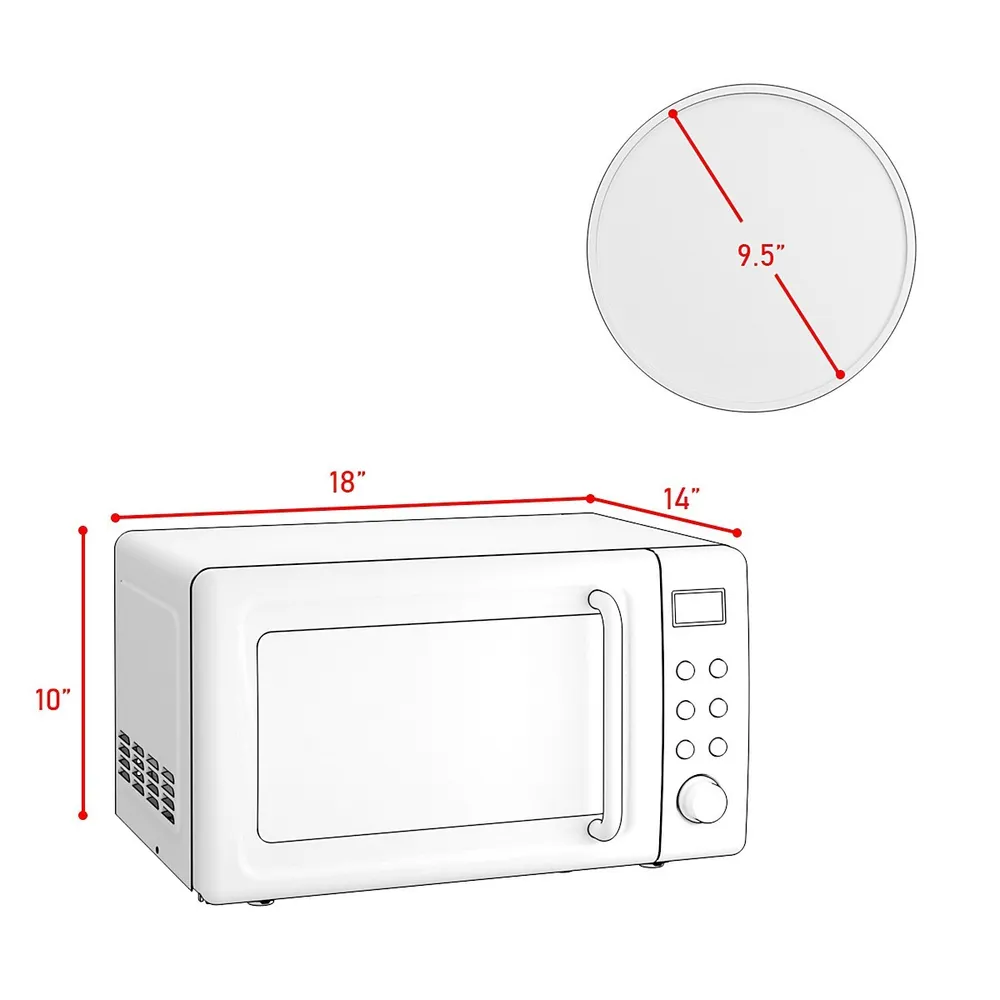Costway 0.9Cu.ft. Retro Countertop Compact Microwave Oven 900W 8 Cooking  Settings White 