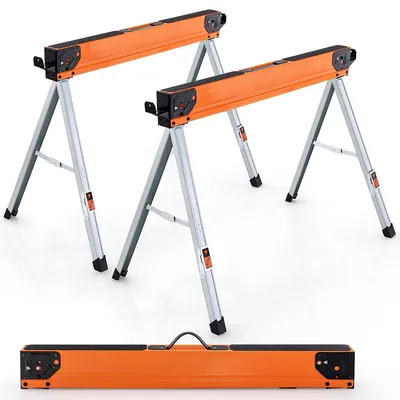 2 Pack Saw Horses Portable Sawhorses With Folding Design Non-slip Pads & Surface