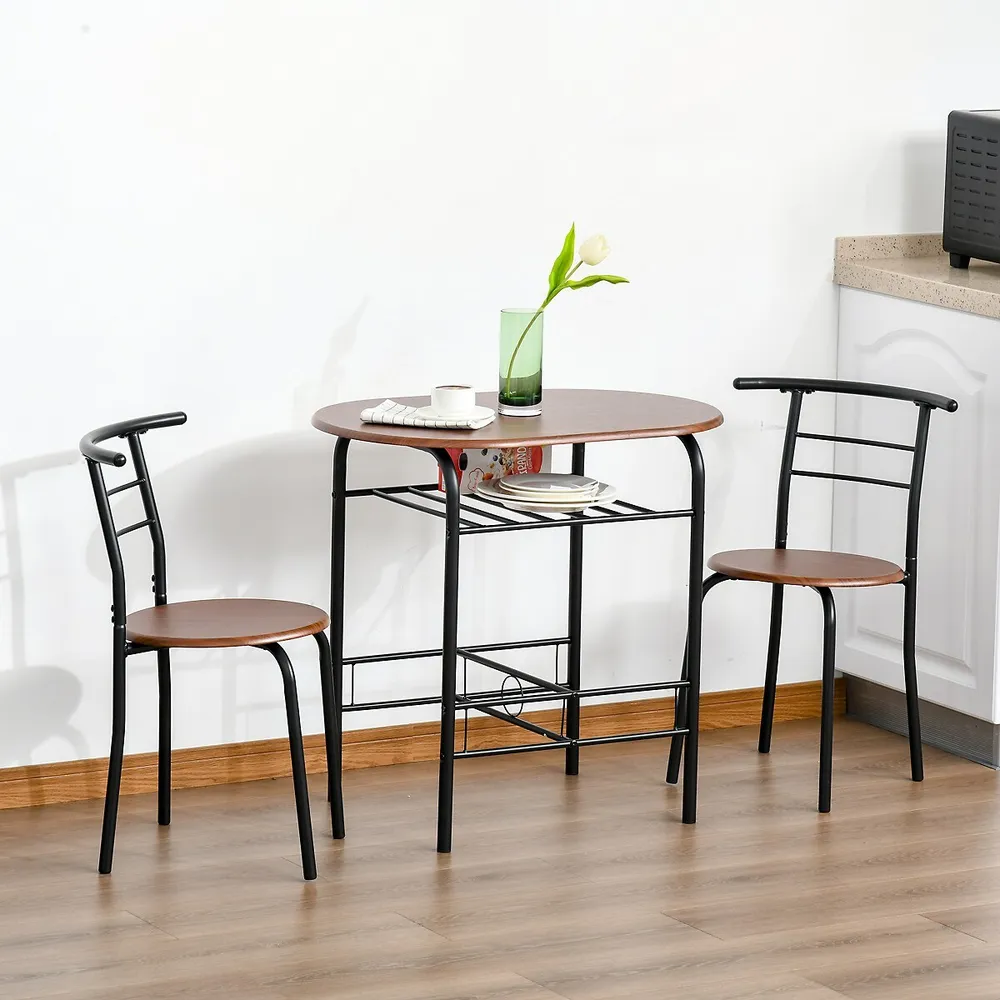 3-piece Dining Table And Chairs Set, Oval Kitchen Table