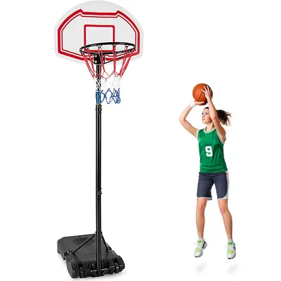 Portable Basketball Hoop Stand Height Adjustable Goal System W/2 Nets Wheels