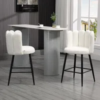 Fluffy Counter Height Bar Stools Set Of 2 With Back, Cream