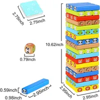 Wooden Tumble Tower Game - 82pcs - Stacking Blocks Play Set With Dice, Hammers And Cards, 3 Years +