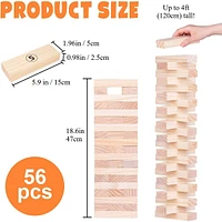 Giant Block Stacking Game - 56pcs - Oversized Wooden Tumble Tower With Storage Bag; 3 Years And Older