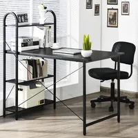 48" Reversible Computer Desk Writing Table Workstation W/ Storage Shelf Blackbrown