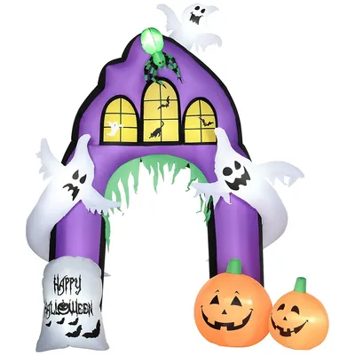 9' Inflatable Halloween Castle Archway W/ Ghosts Pumpkins