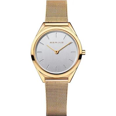 Ladies Ultra Slim Stainless Steel Watch In Yellow Gold/yellow Gold