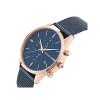 Men's Chronograph Watch In Blue & Rose Tone Stainless Steel