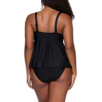 Women's Black Marin Underwire Adjustable Shirring Swimwear Tankini Top