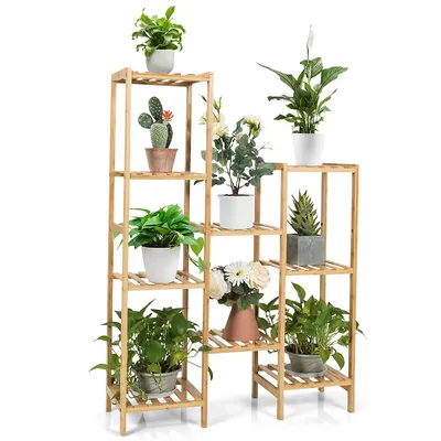 Bamboo -tier Plant Stand Utility Shelf Free Standing Storage Rack Pot Holder