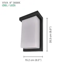 Outdoor Wall Light With Integrated Leds, 8'' Height, From The Viva Collection, Black