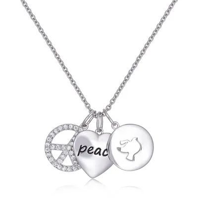 Sterling Silver 16" Peace Necklace