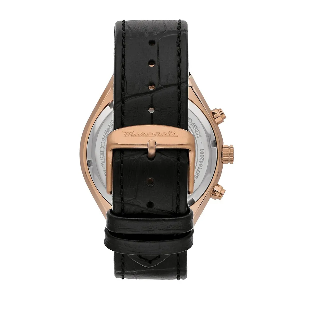 Stile 45mm Quartz Stainless Steel Watch In Rose Gold/black