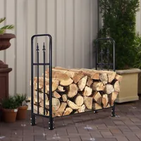 Costway Feet Outdoor Heavy Duty Steel Firewood Log Rack Wood Storage Holder