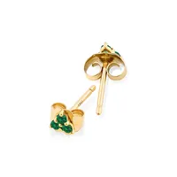 Trio Emerald Earrings In 10kt Yellow Gold