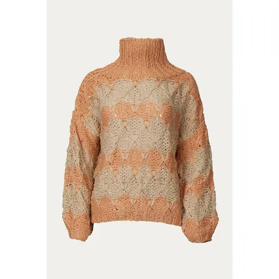 Open-knit Chunky Turtleneck Sweater