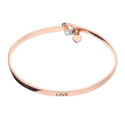 Sterling Silver Rose Gold Plated "love" Bangle