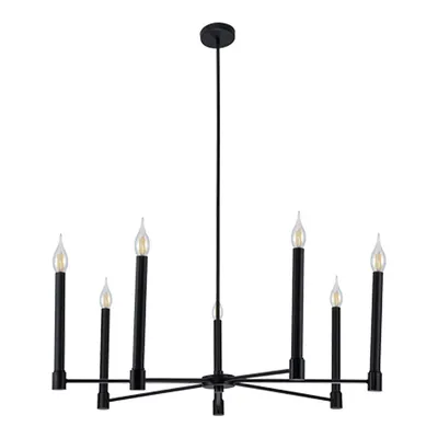 7-light Pendant, 38'' Width, From The Toscana Collection, Black