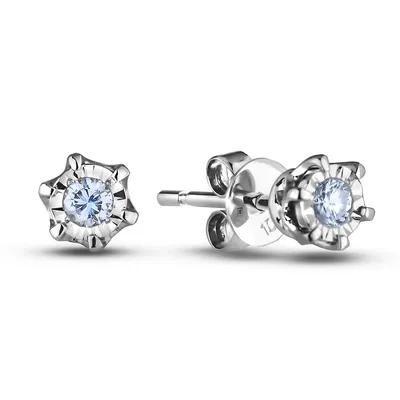 925 Sterling Silver Cttw Canadian Diamond Solitaire Illusion Miracle Set Stud Earrings