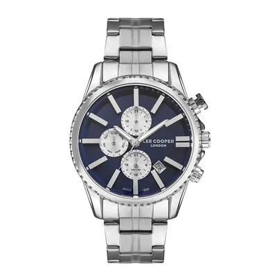 Men's Lc07397.390 Chronograph Silver Watch With A Silver Metal Band And A Blue Dial