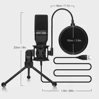 Usb Streaming Podcast Pc Microphone Studio Recording Cardioid Condenser Mic Kit For PC Laptop