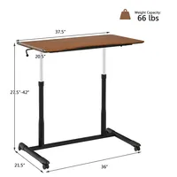 Goplus Height Adjustable Computer Desk Sit Stand Rolling Notebook Table