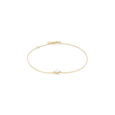 Bracelet With Cultured Freshwater Pearl In 10kt Yellow Gold