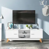 Tv Stand Entertainment Center Console Cabinet Stand 2 Doors Shelves White