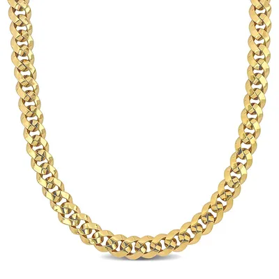 Chunky Curb Link Chain Station Necklace In 14k Yellow Gold - 20 In.