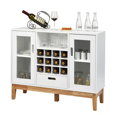Wood Wine Storage Cabinet W/ Wine Rack & Drawer