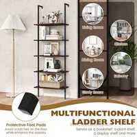 2 Pcs 5 Tier Ladder Shelf 71" Wall-mounted Bookshelf Display Storage Organizer