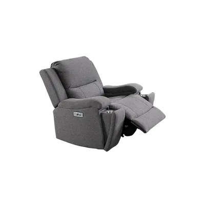 Soft Grey Fabric Power Recliner Chair With Usb Chargers