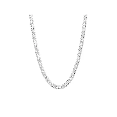 55cm (22") 7mm Width Miami Curb Chain In Sterling Silver