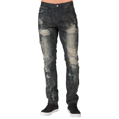 Men's Slim Straight Mended Premium Denim Jeans