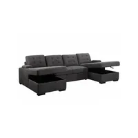 Lancaster U-shaped Sleeper Sectional Sofa Bed With Storage Chaises In Belfast Charcoal