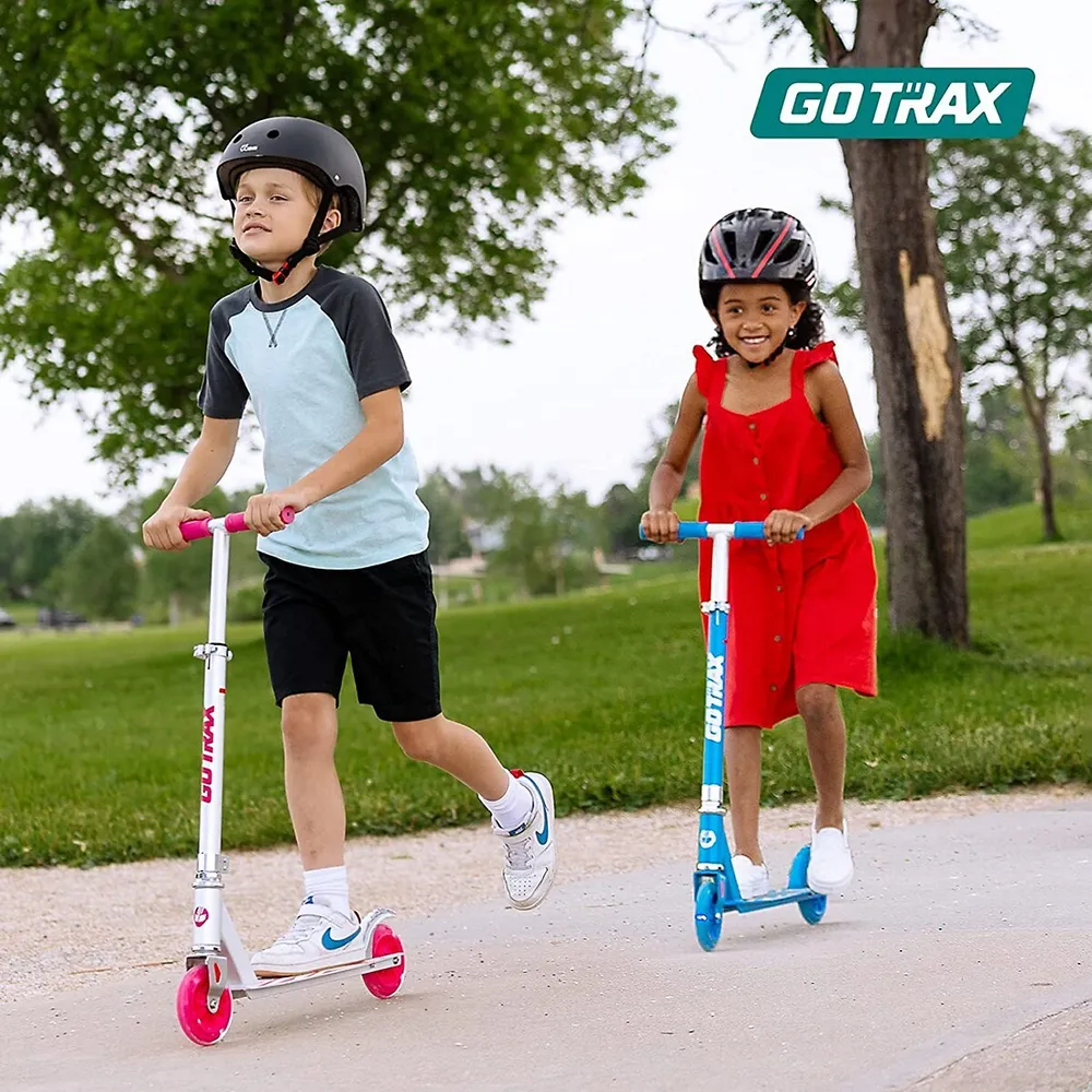 Kx5 Kick Scooter, 3 Adjustable Heights And 5" Flashing Wheels Kids Lightweight Aluminum Alloy Scooter For Boys Girls Age Of 4-9