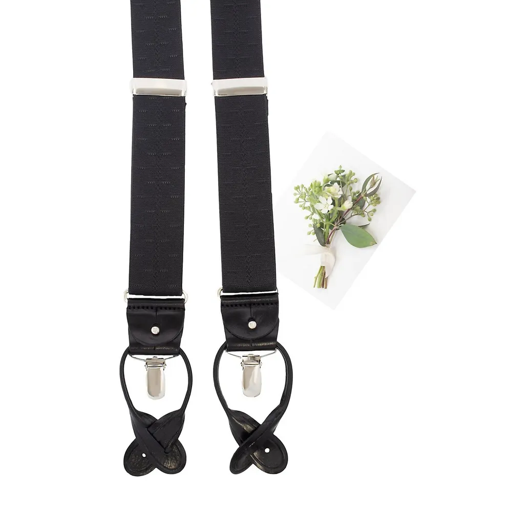 Mio Marino Suede Y-back Suspenders Bow Tie Set