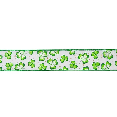 St. Patrick's Day Shamrock Wired Spring Craft Ribbon 2.5" X 10 Yards