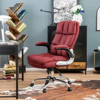 High Back Big & Tall Office Chair Adjustable Swivel W/ Flip-up Arm Red