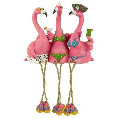 9" Three Amigos Beach Flamingos Outdoor Garden Statue