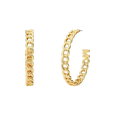 Women's Premium Metallic Muse Gold-tone Brass Hoop Earrings