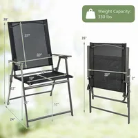 2pcs Patio Folding Portable Dining Chairs Metal Frame Armrests Garden Outdoor