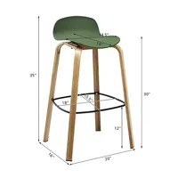 Set Of 2 Counter Height Bar Stools W/footrest&solid Wood Legs