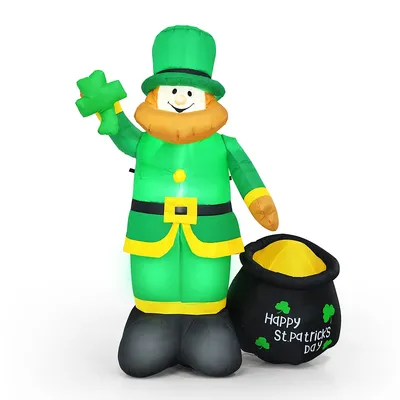 St Patrick's Day Inflatable Leprechaun Irish Blow Up Lighted Giant Doll