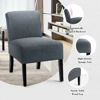 Accent Chair Fabric Upholstered Leisure Chair Single Sofa With Wooden Legs Grey