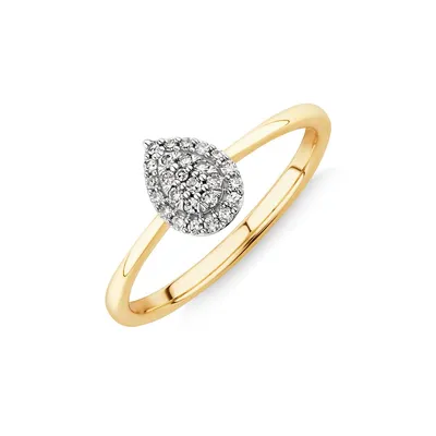 0.10 Carat Tw Pear Cluster Diamond Promise Ring In 10kt Yellow And White Gold