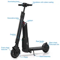 Led Electric Scooter W/ Removable Seat Speed Up To 15.5 Mph