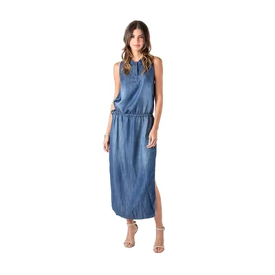 Modern Women's Tencel Medium Wash Sleeveless Maxi Dress