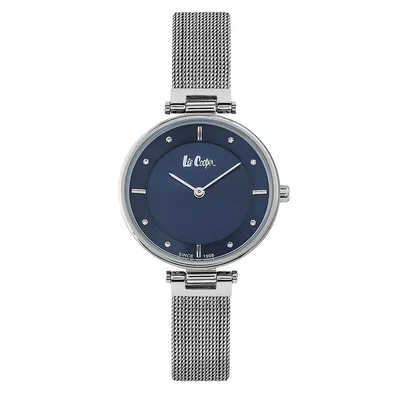 Ladies Lc06637.390 2 Hand Silver Watch With A Silver Mesh Band And A Blue Dial