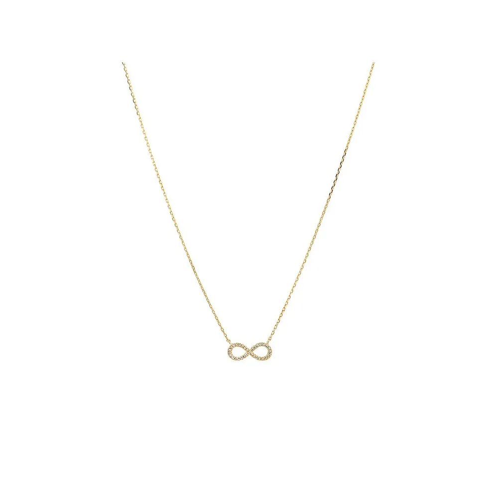 Infinity Necklace With Diamonds In 10kt Yellow Gold