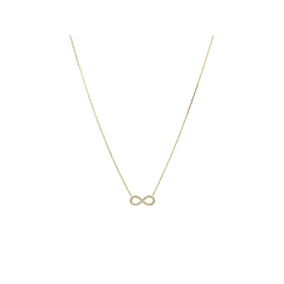 Infinity Necklace With Diamonds In 10kt Yellow Gold